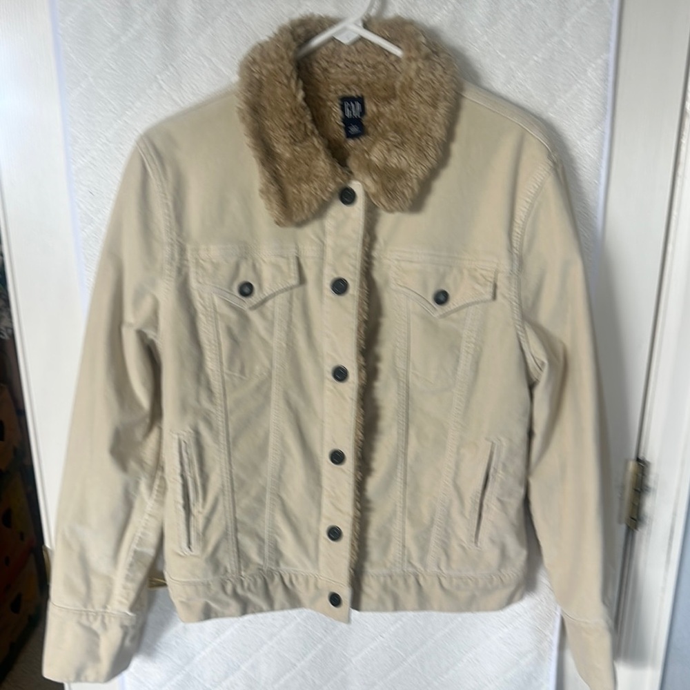 Beige Jacket with Faux Fur Collar